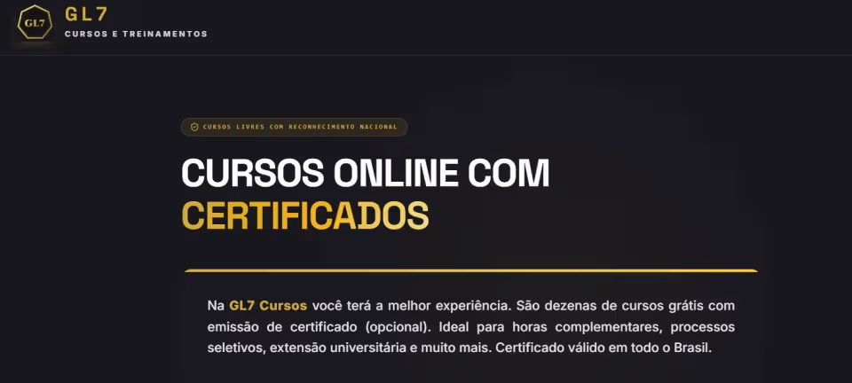 GL7 - Cursos Livres on line e Treinamentos